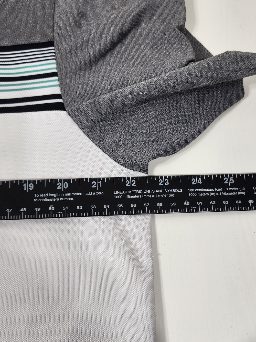 Travis Mathew Gray, White and Mint Stripe Performance Polo - Picture 8 of 9